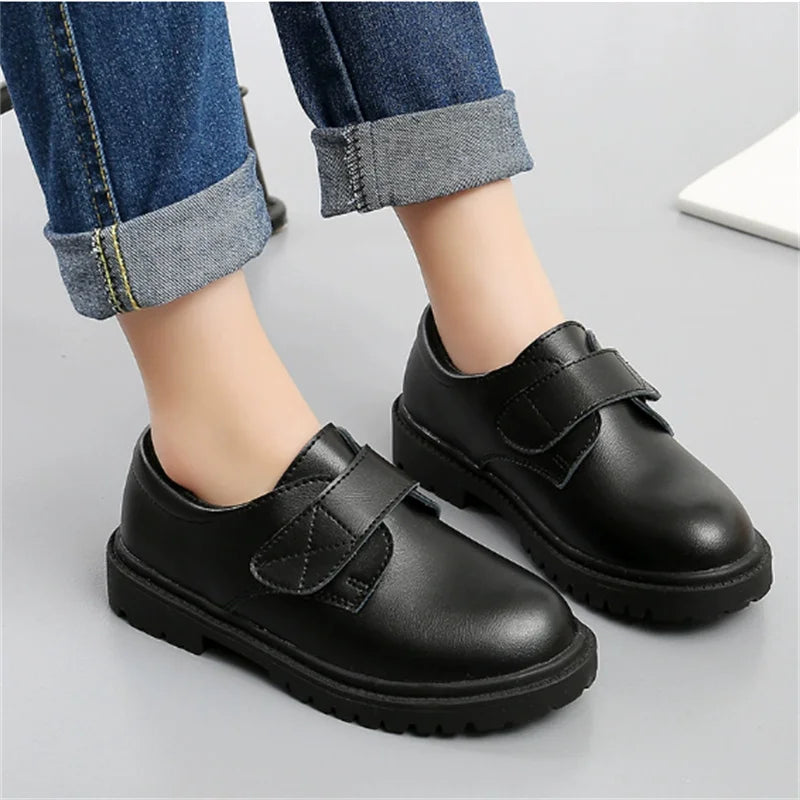 Kids Shoes Boys Leather Shoes Autumn 2025 New Children Black Soft Sole School Performance Shoes