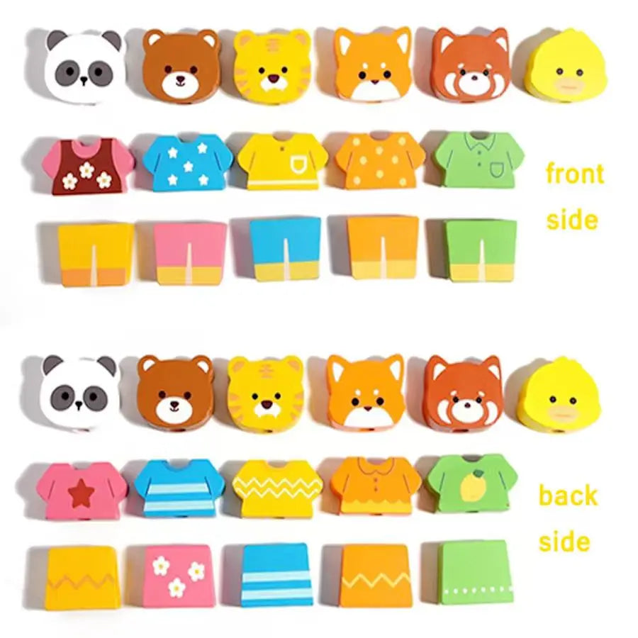 Montessori Wooden Animal Stacking & Dress Up Blocks  Educational Toy Colorful   Puzzle Imaginative Play for Children
