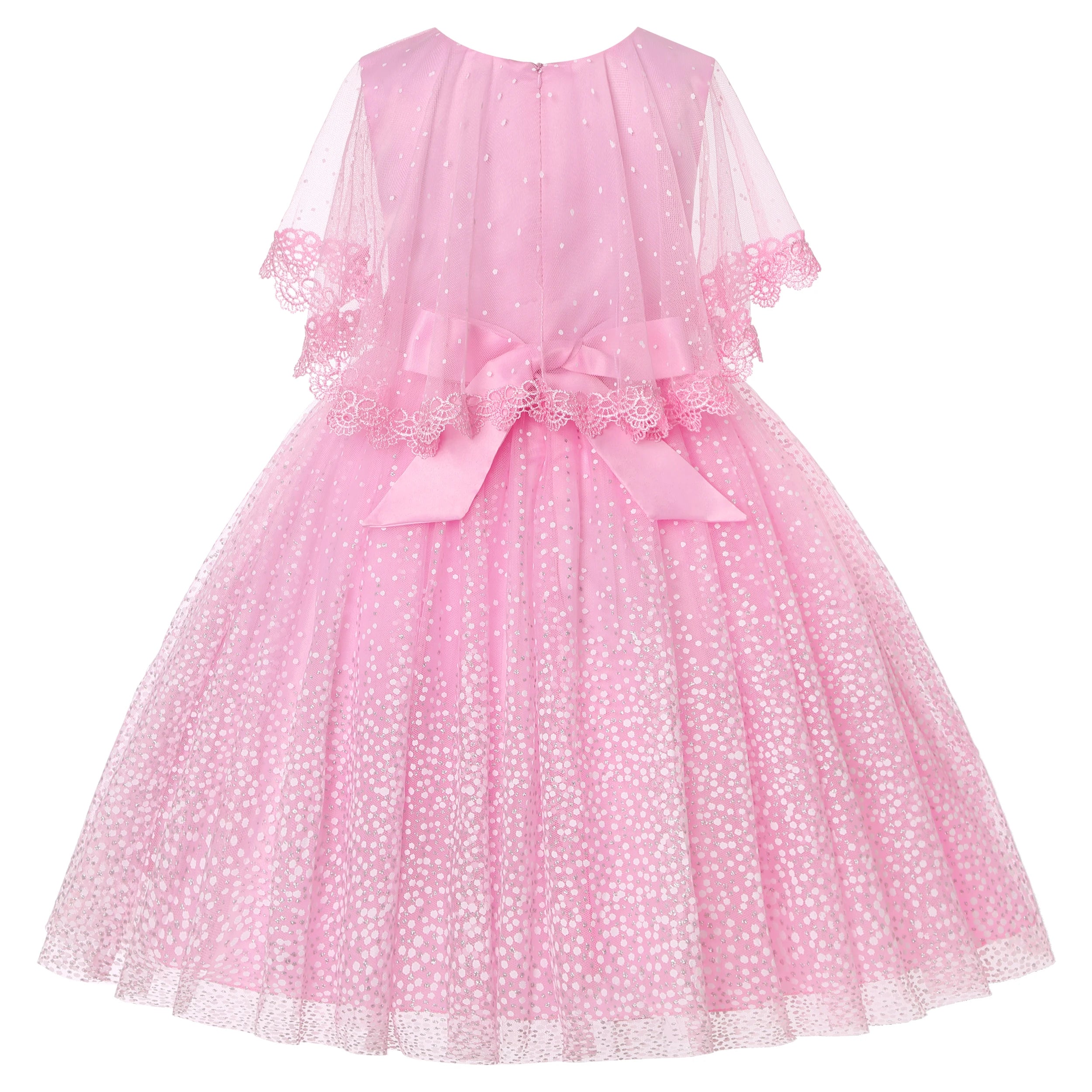 Girls' Holiday Party Dress with Shawl Net Bow Children's Dress for Special Occasions New Ins Style