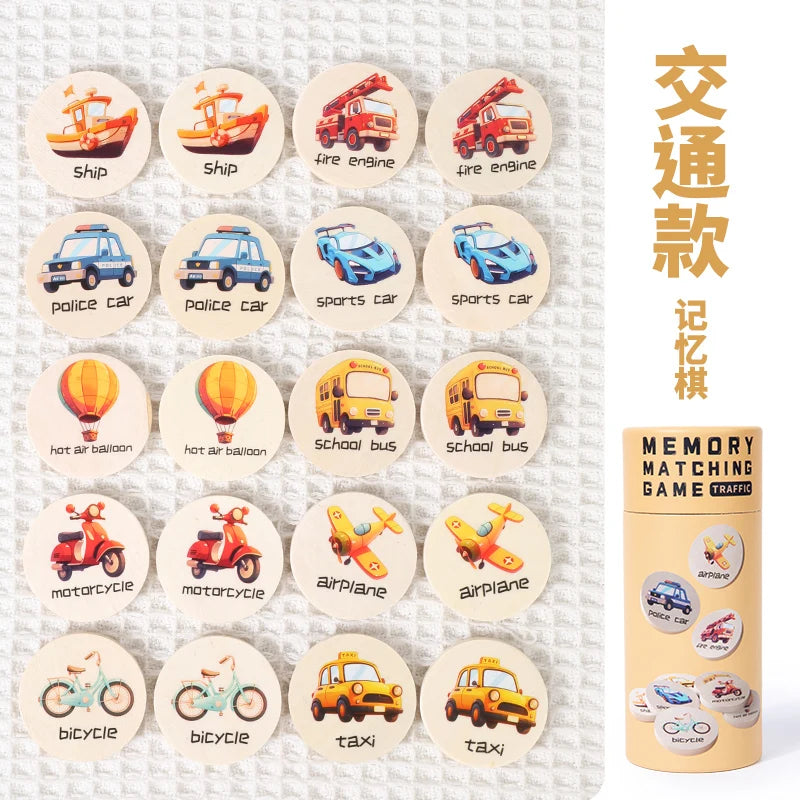 Wooden Memory Match Stick Chess Game Board Colorful Puzzles Montessori Educational Toy for Children Cognitive Learning