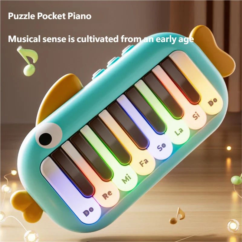Montessori Baby Electronic Piano Toy, Multifunctional Pocket Music Keyboard, Early Learning Educational Musical Instrument Game