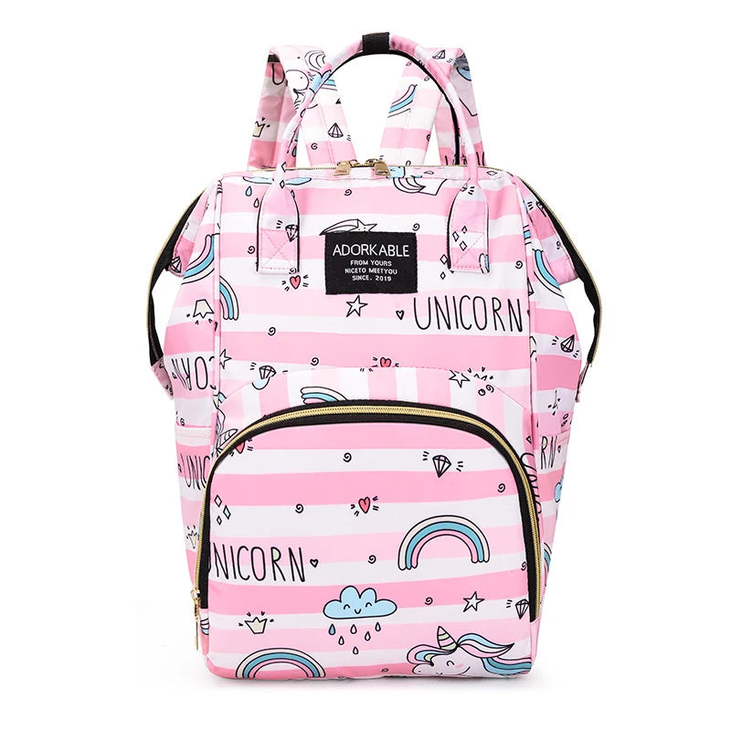Cartoon Print Mommy Backpack Large Capacity Baby Bottle Storage Bags Baby Diaper Bag Fashion Women's Backpack Maternity Bag New