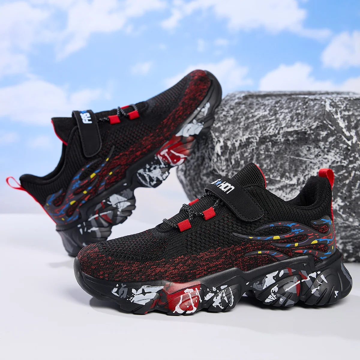 Boys' Shoes Spring New Mesh Breathable Children's Sports Shoes Fashionable Versatile Primary School Running Shoes Non-Slip and W