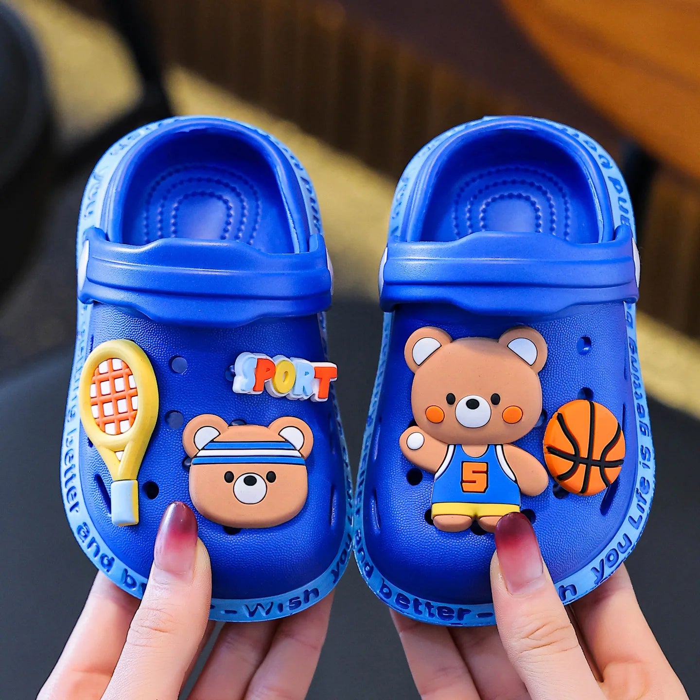 New Children Baby Shoes for Boys Girls Cute Cartoons Kids Mules Clogs Summer Garden Beach Slippers Sandals Cave Hole