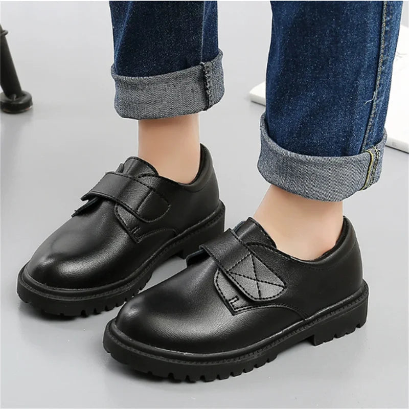 Kids Shoes Boys Leather Shoes Autumn 2025 New Children Black Soft Sole School Performance Shoes