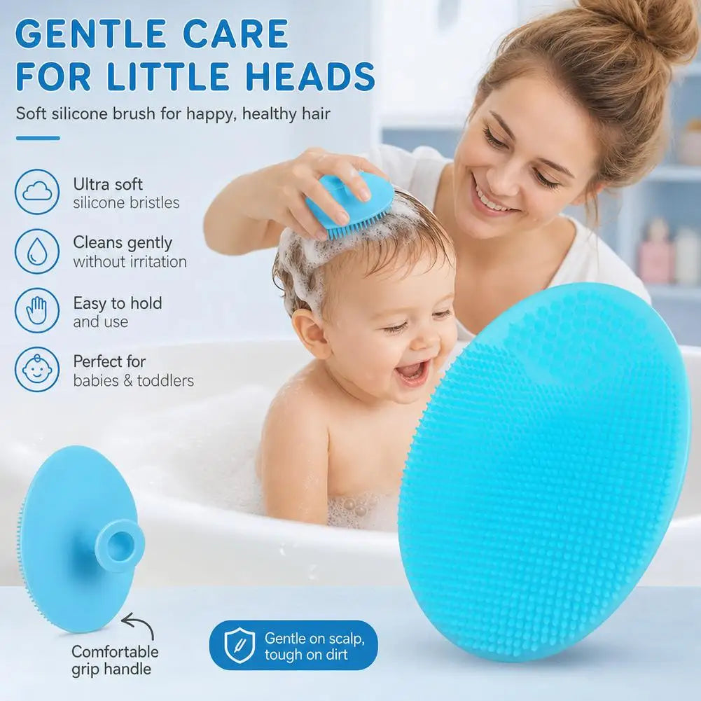 Baby Shampoo Brush Silicone Gentle Scalp Massager Soft Hair Scrub Brush for Newborn Cradle Cap Bath Cleaning Care