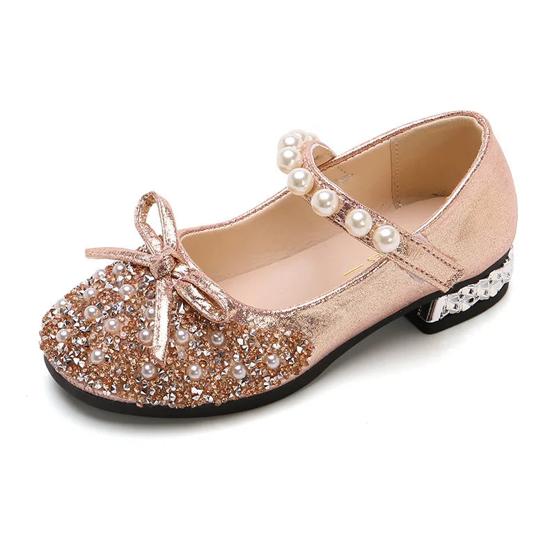 Girls Shoe Kids Shoes Princess Shoes Girl 2024 Summer Temperament Soft Sole Anti Slip Crystal Leather Shoe Infant Girl‘s Sandal