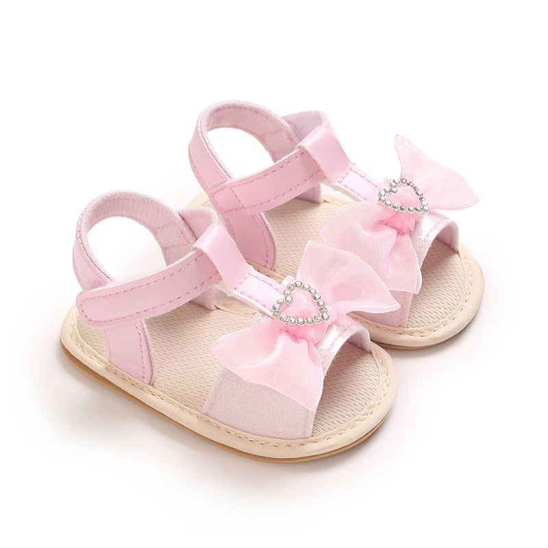 Baby Girl's Shoes Bow Princess Korean Version Sandals 2026 New Summer Style Baby Soft Sole Walking Sandals Design Versatile