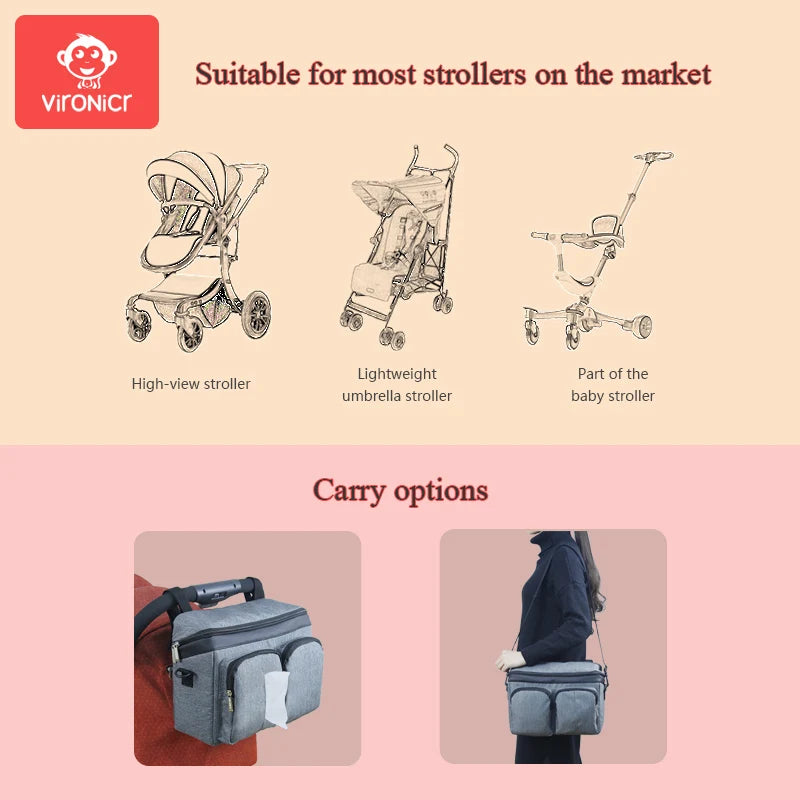 Stroller Organizer Bags Mummy Large Capacity Travel Hanging Bag Bottle Holder Pram Diaper Bags Baby Stroller Accessories