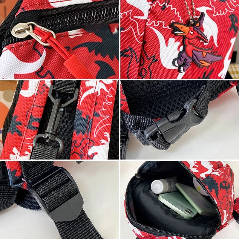 Cute Kids Dinosaur Chest Bags Cartoon Childlren Crossbody Bags Boys Girls High Capacity Handbags Coin Purse Wallet Baby Backpack