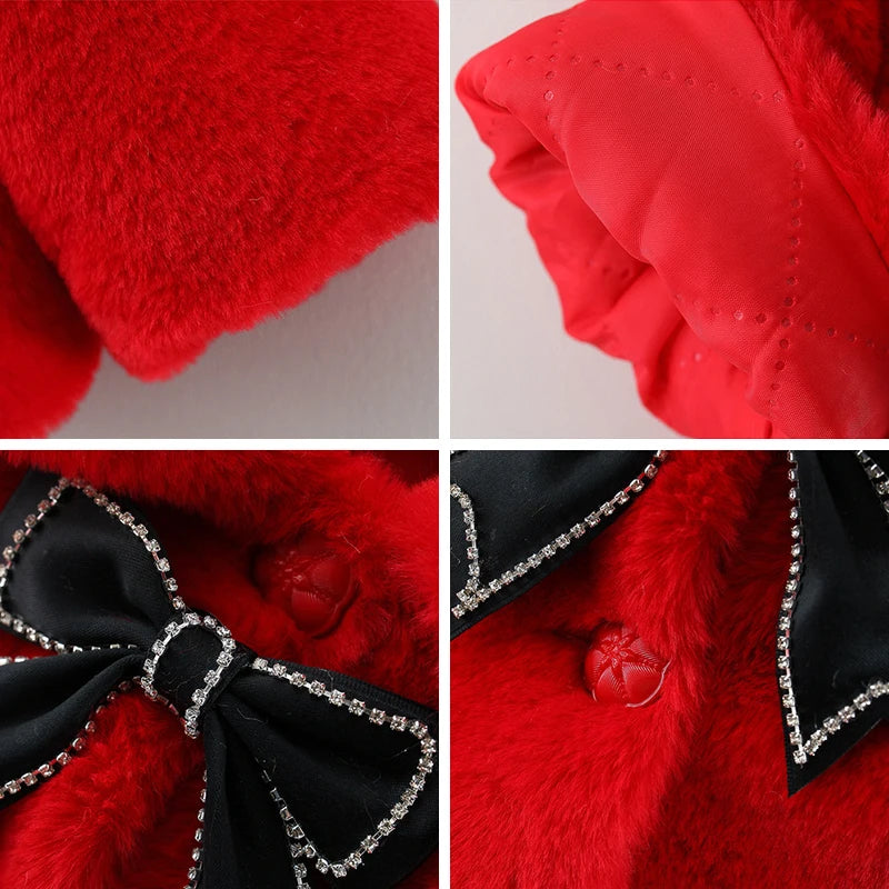 2026 New Winter Jacket For Baby Girl Clothes Fashion Christmas Princess Cloak Autumn Warm Faux Fur Girls Coat Plush Baby Outwear