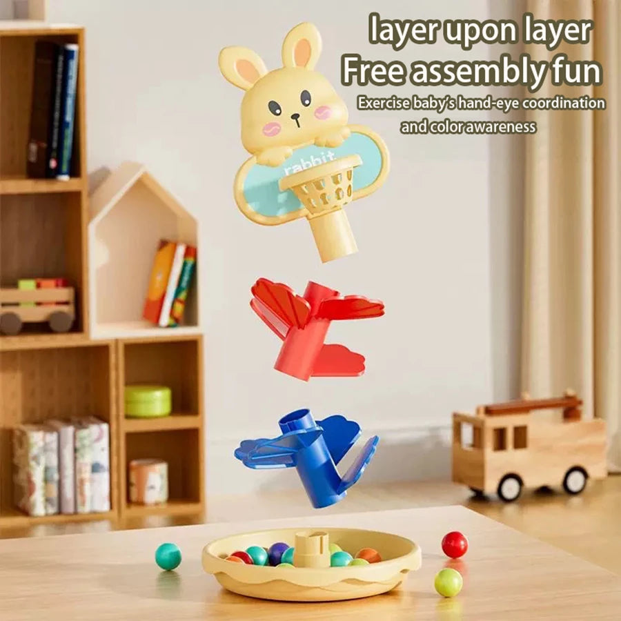 Montessori Baby Toy Rolling Ball Tower, Educational Game Baby Stacking Track Spinner, Baby Development Toys