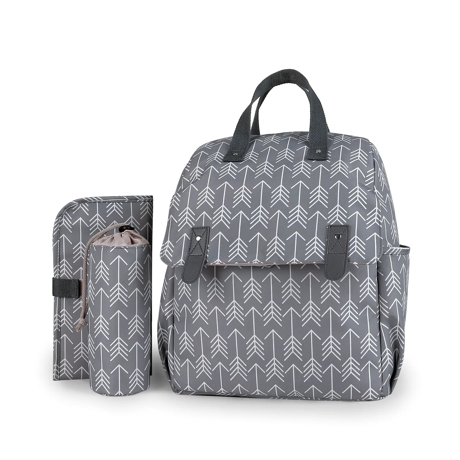Double/Single Shoulder Mommy Bag with Urinal Pad, Independent Bottle Holder, Multi-functional Maternity Travel Trolley Bag