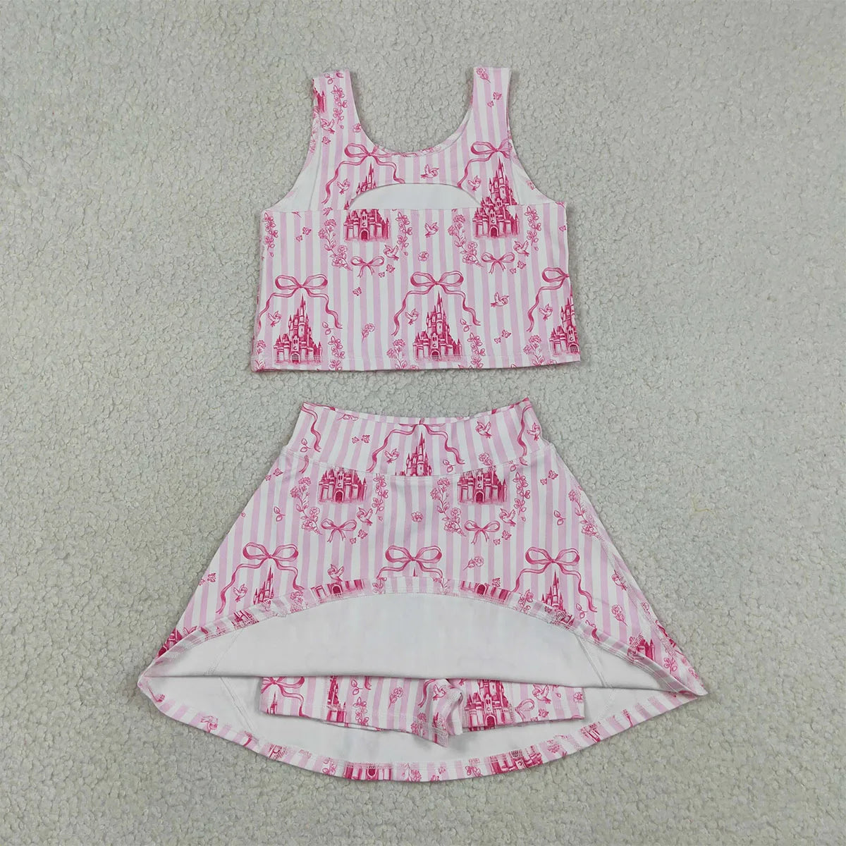 Baby Girls Clothes Dresses Toddler Girl Summer Athletic Acive Wear with Under Pink Castles Yoga Vest Top Sports Skorts Sets