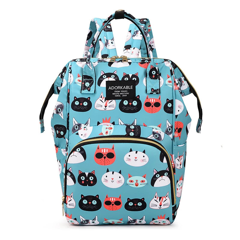 Cartoon Print Mommy Backpack Large Capacity Baby Bottle Storage Bags Baby Diaper Bag Fashion Women's Backpack Maternity Bag New