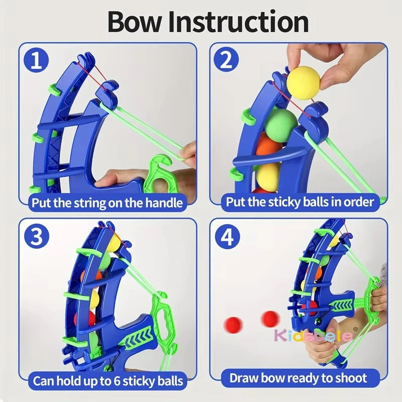 Slingshot Target Sticky Ball Bow Target Montessori Educational Toy Arrow Set Throw Sport Outdoor Fidget Game