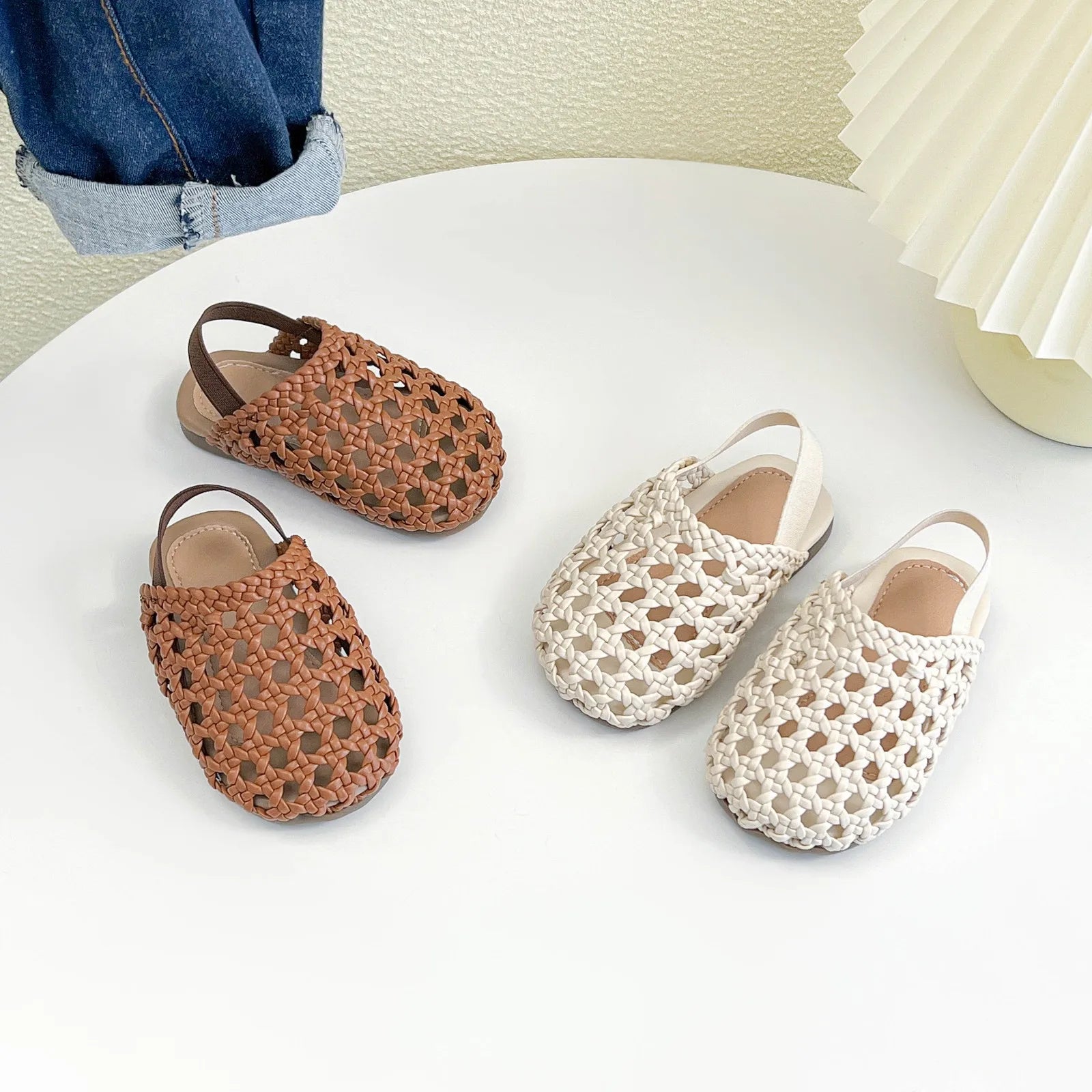 Baby Girls Shoes Braided Sandals for Girls Kids Fashion Hollow Out Leather Shoe Soft Sole Retro Princess Slippers Beach Shoes